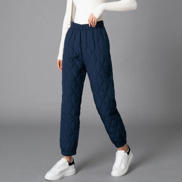 Women Winter Warm Down Cotton Pants Padded Quilted Trousers