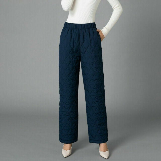 Elastic Waist Women Winter Warm Down Cotton Thick Pants Padded Quilted  Trousers