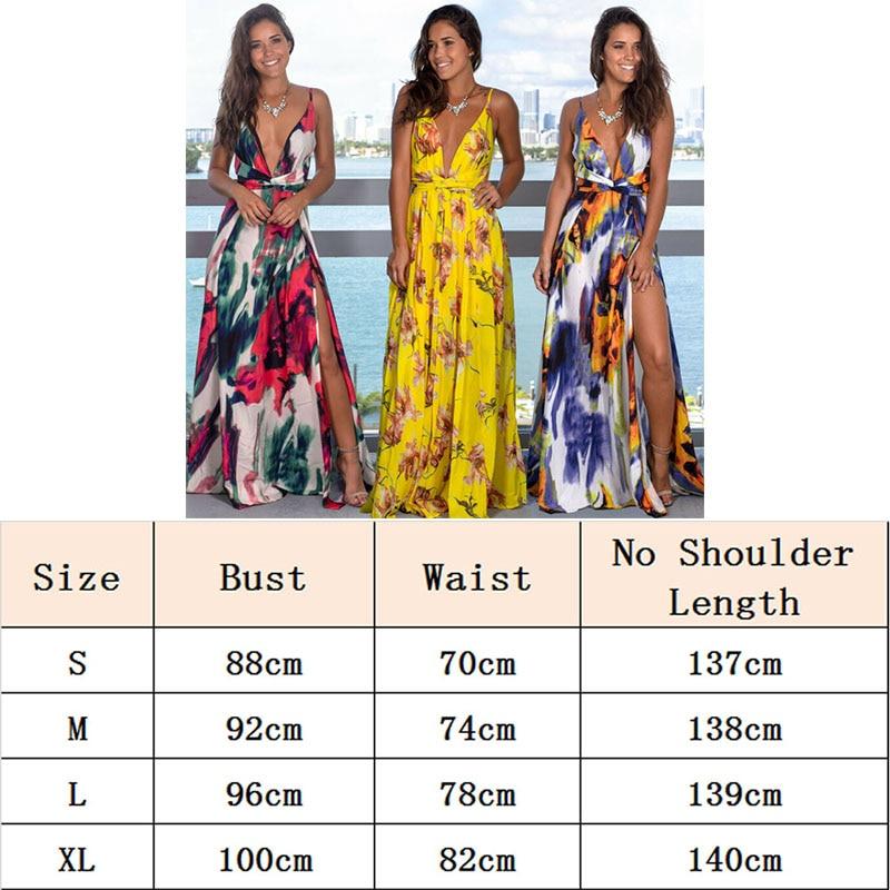 Bella Fancy Dresses US Women's Sling Floral Long Dresses arrival Summer Boho V-Neck Sleeveless  Party Beach Floarl Print  Maxi Dress Casual Sundress