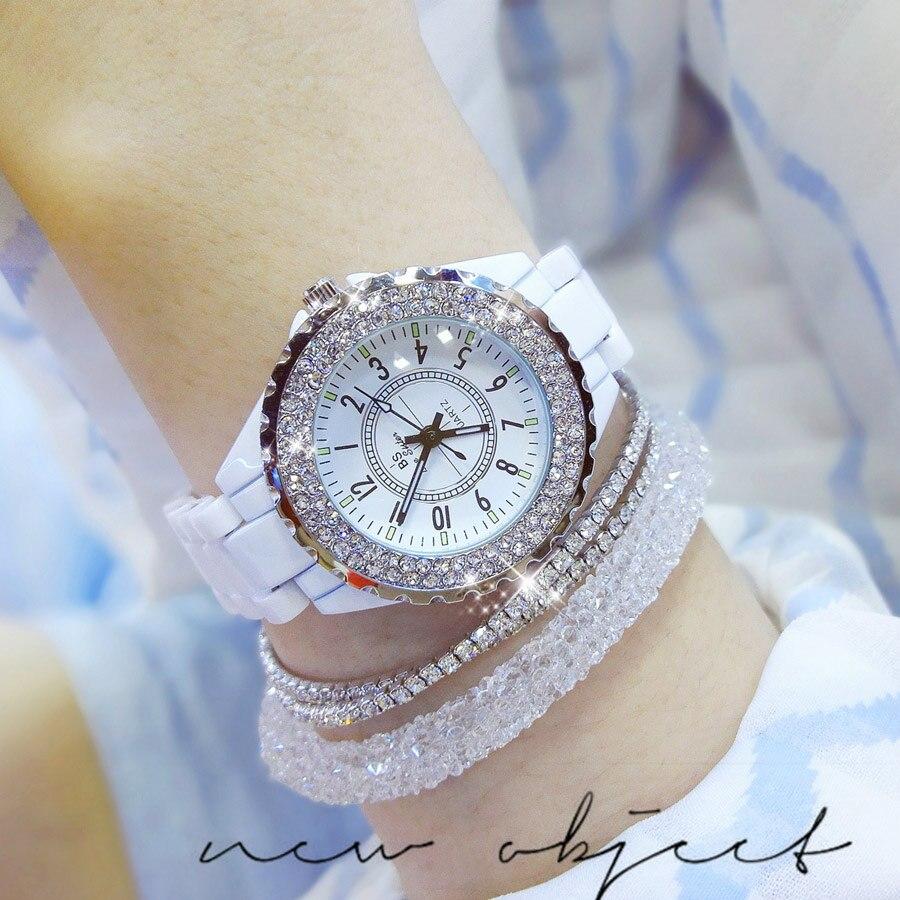 Bella Fancy Dresses US Women Watch Luxury Wristwatch White Ceramic Fashion Ladies Quartz Watch Reloj Mujer Feminino Relogio Saati