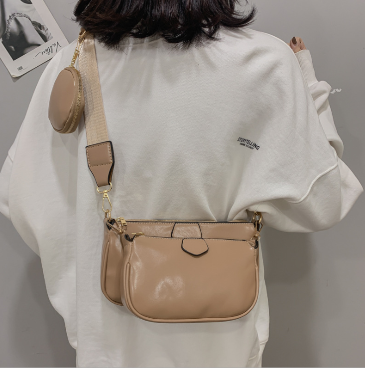 eprolo 3 Pieces Female Bags Solid Color Multipurpose Crossbody Bag Shoulder Bag for Women