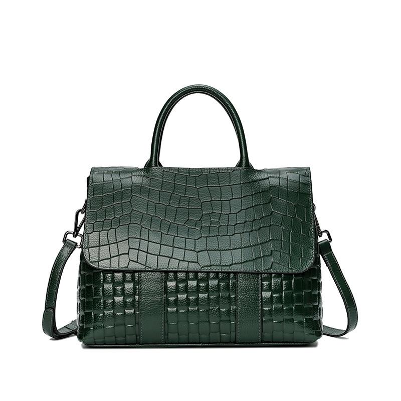 eprolo lady elegant real leather handbag for OL office commuter one shoulder bag women aligator black grey green red top-handle bag