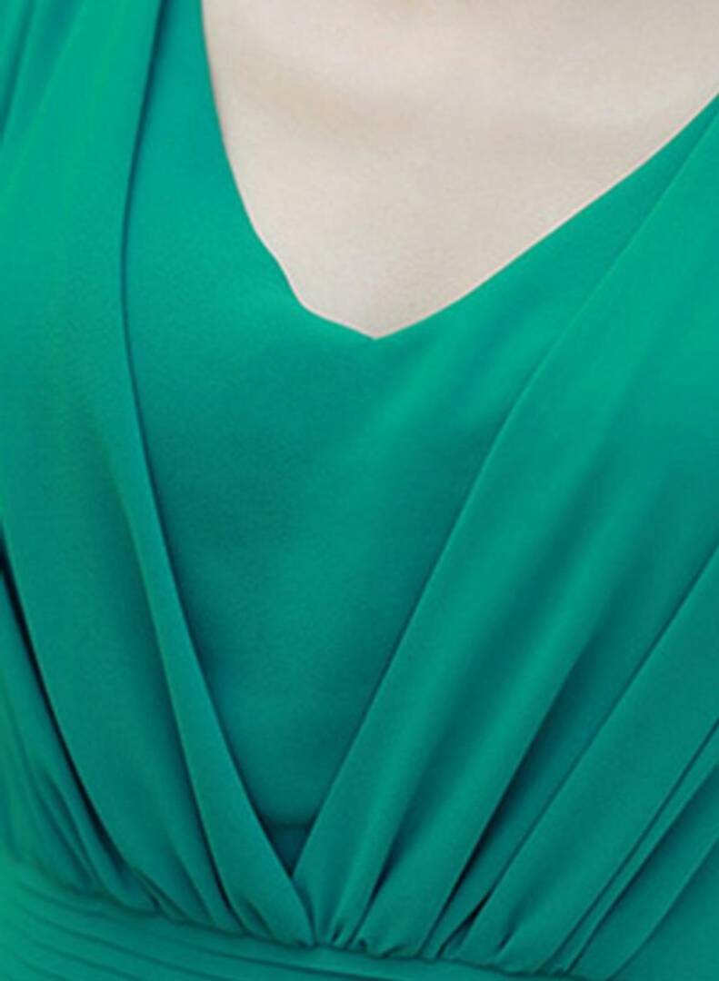 GlowRoad Western Wear Women's Green V-Neck Long Dress